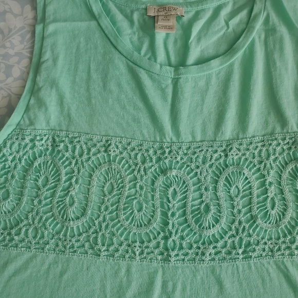 Bundle Only: J. CREW MINT GREEN LACE PANEL 100% COTTON TANK‎ TOP SIZE XS P - Picture 4 of 12